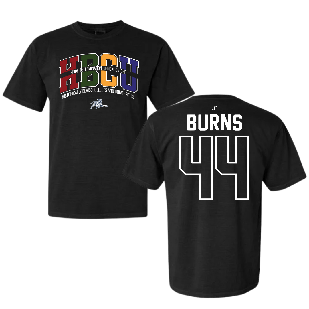 Jackson State University Football Black HBCU Comfort Colors Tee - #44 Hunter Burns
