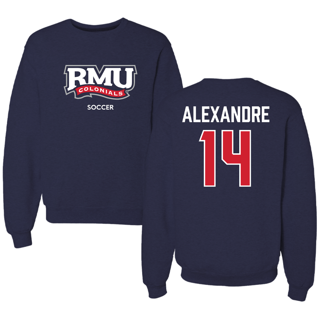 Robert Morris University Soccer (M) Navy RMU Crewneck - #14 Chase Alexandre