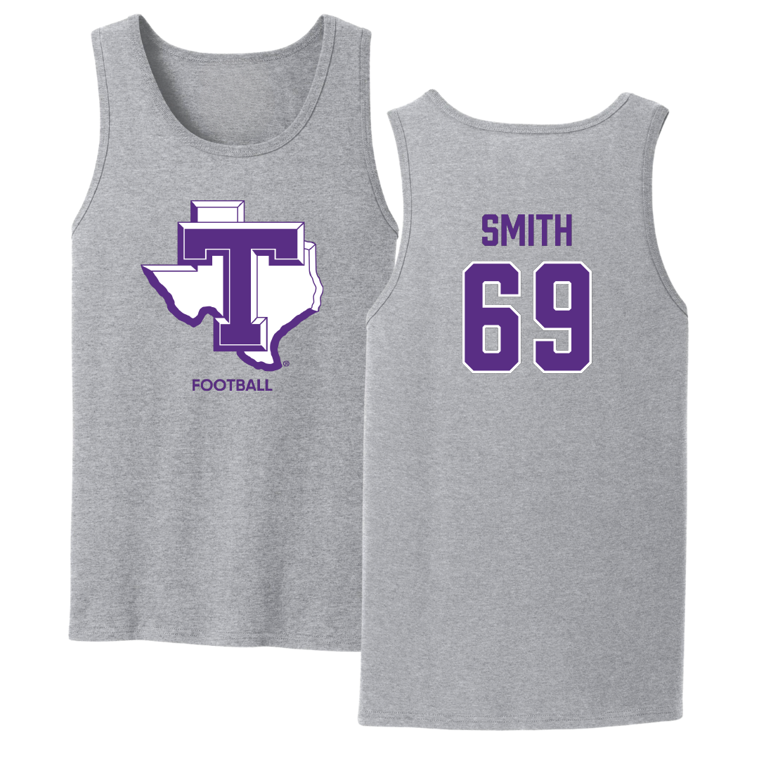 Tarleton State University Football Sport Gray Tank Top - #69 Braden Smith