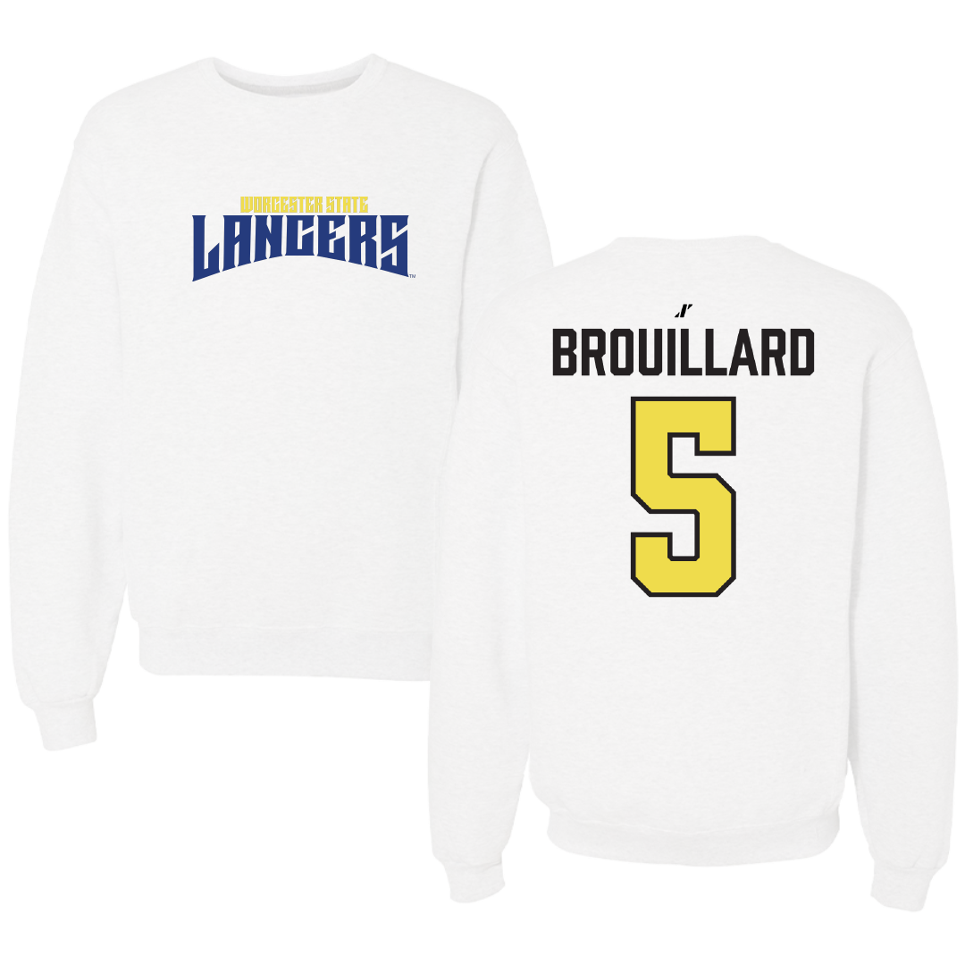 Worcester State University Softball White Classic Crewneck - #5 Cali Brouillard
