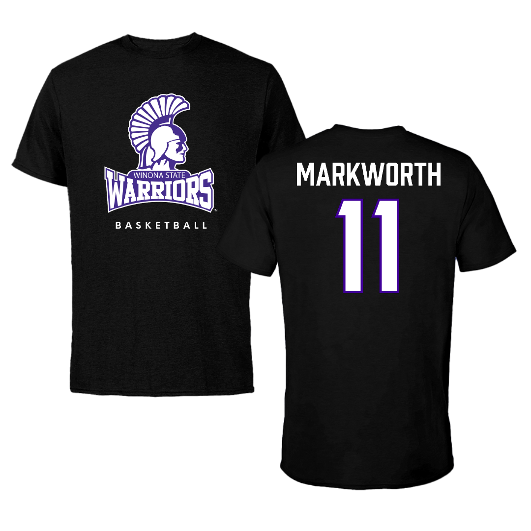 Winona State University Basketball (W) Black Performance Tee - #11 Hailey Markworth