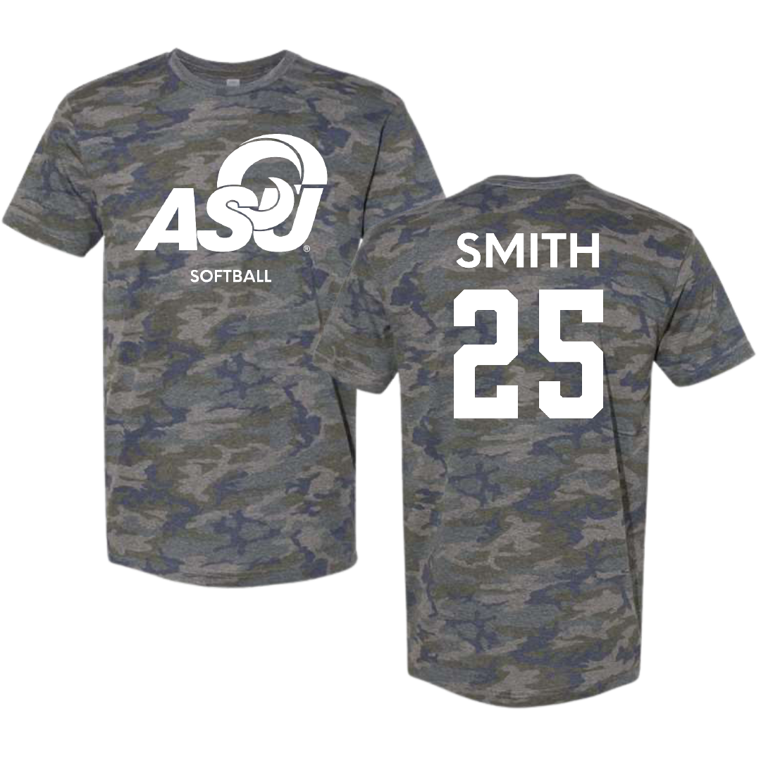 Angelo State University Softball Vintage Camo Tee - #25 Carter Smith