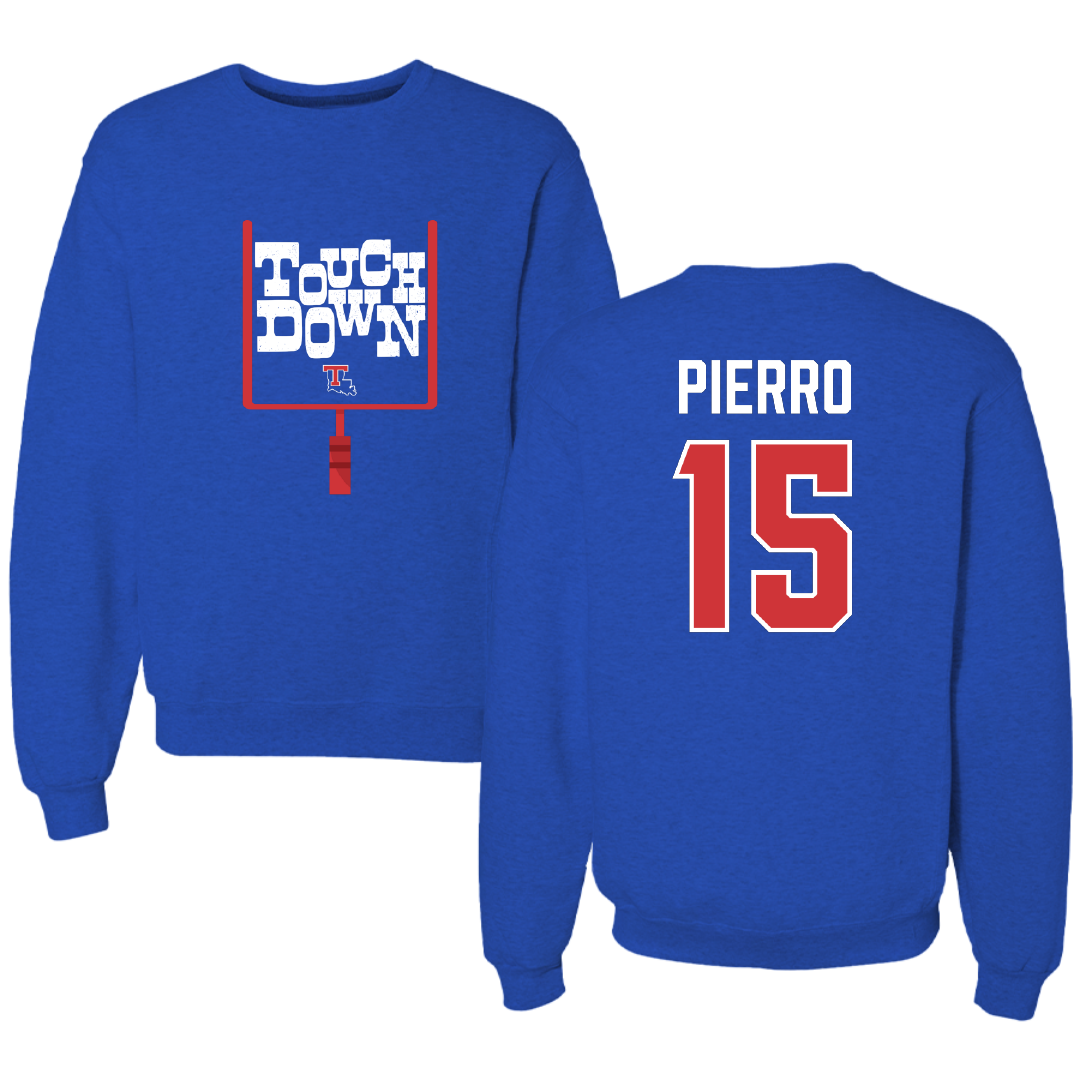 Louisiana Tech University Football Blue Touchdown Crewneck - #15 David Pierro