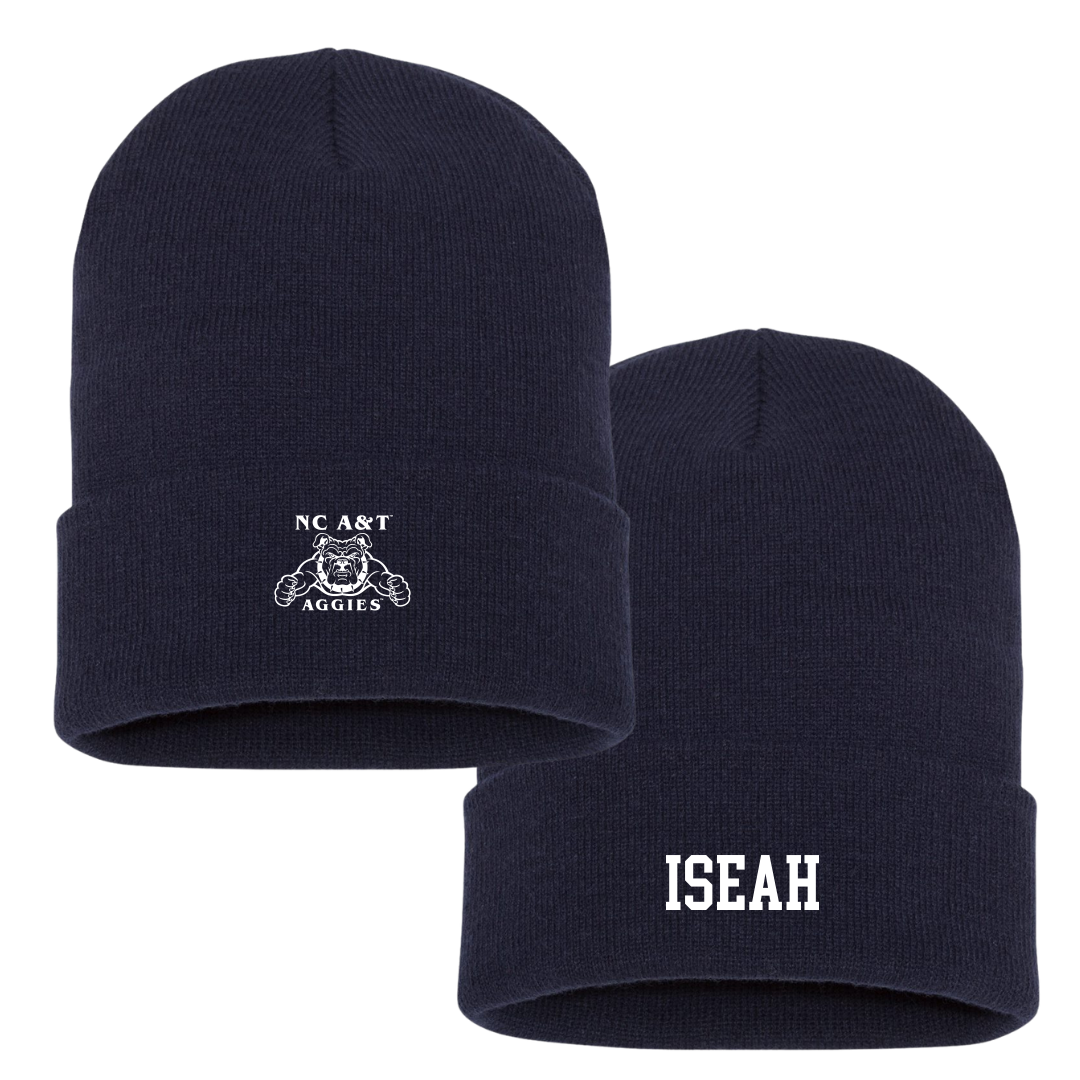 North Carolina A&T State University Football Navy Beanie - #3 Josh Iseah