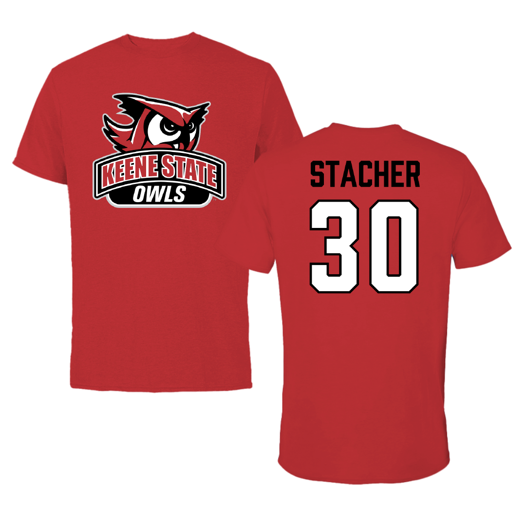 Keene State College Ice Hockey (M) Red Performance Tee - #30 Jari Stacher