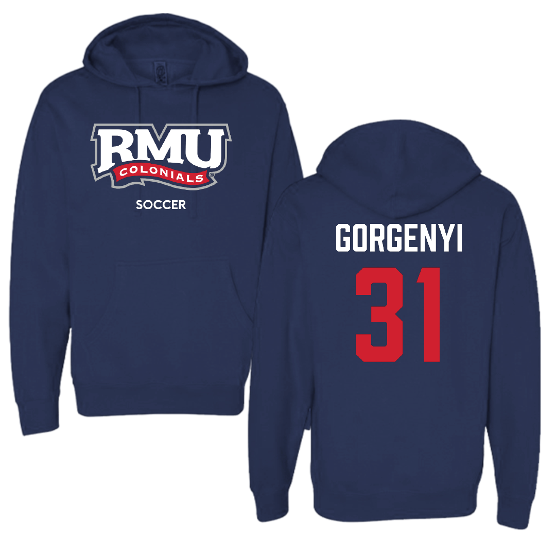 Robert Morris University Soccer (M) Navy Hoodie - #31 Kieran Gorgenyi