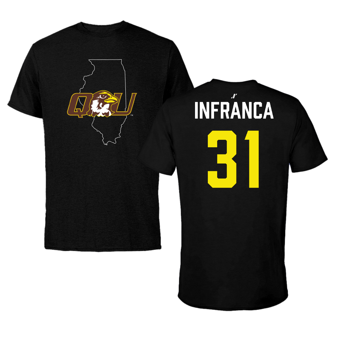Quincy University Baseball Black State Performance Tee - #31 Michael Infranca