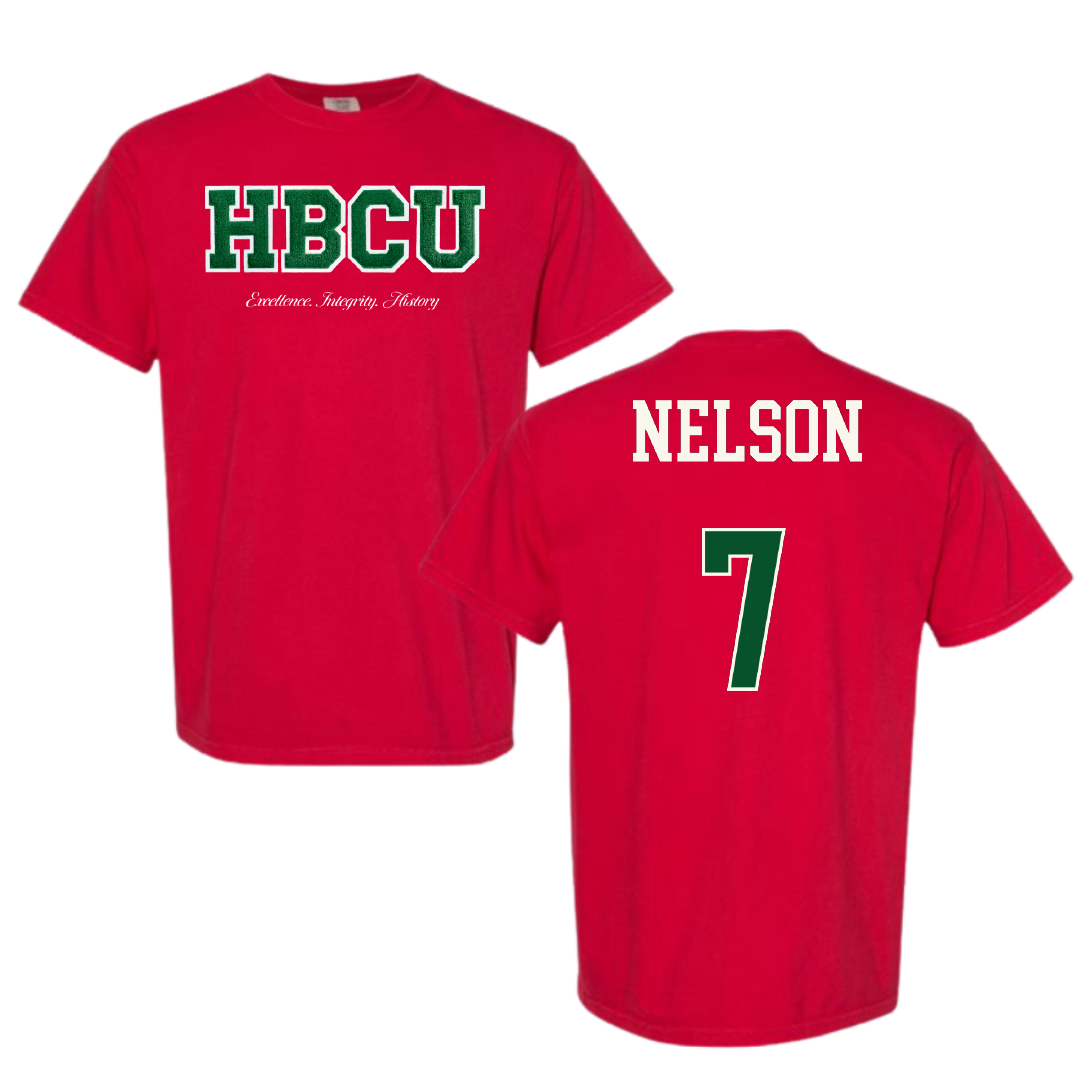 Mississippi Valley State University Football Red HBCU Varsity Comfort Colors Tee - #7 Camo Nelson