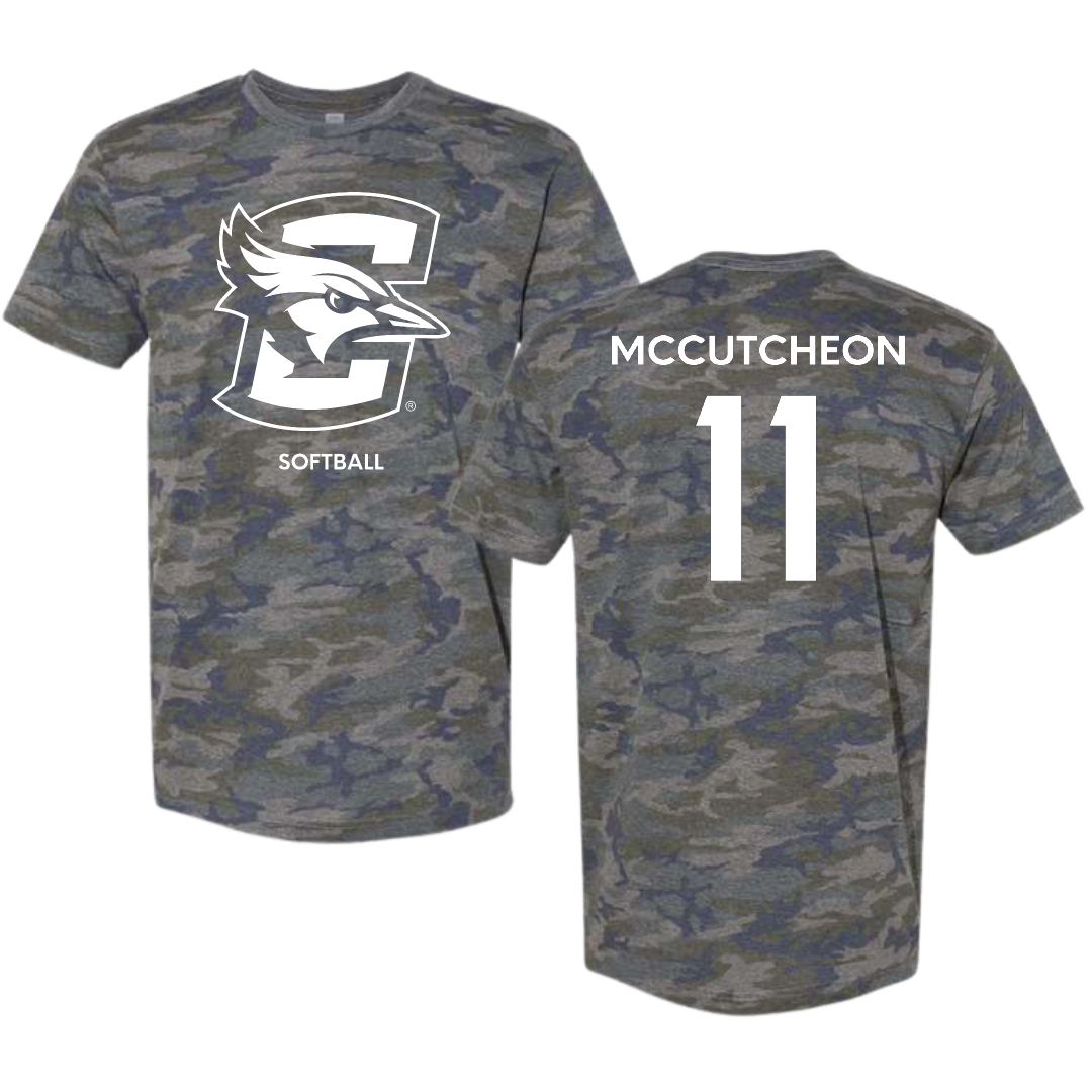 Creighton University Softball Vintage Camo Tee - #11 Meghan McCutcheon