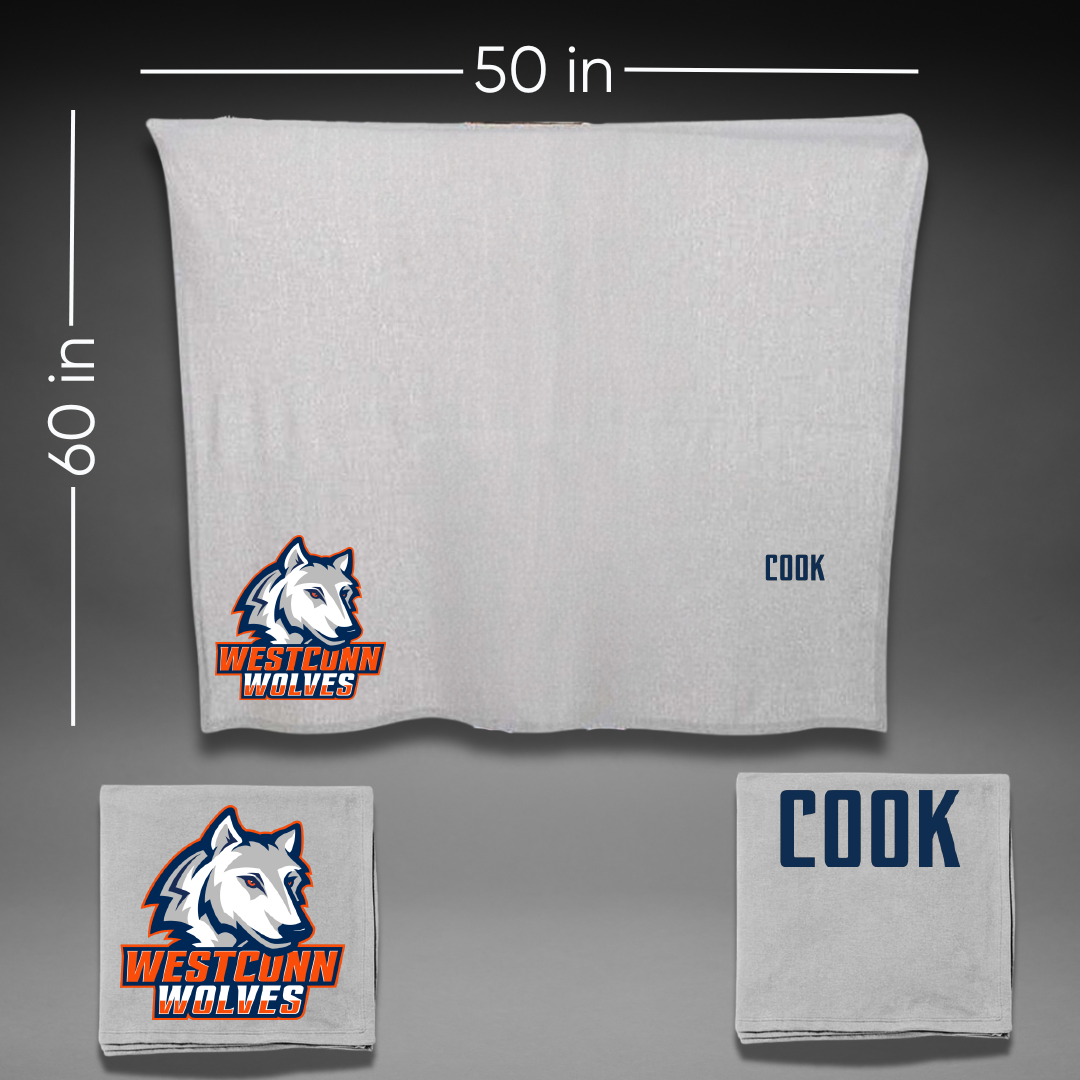 Western Connecticut State University Baseball Gray Blanket - John Cook