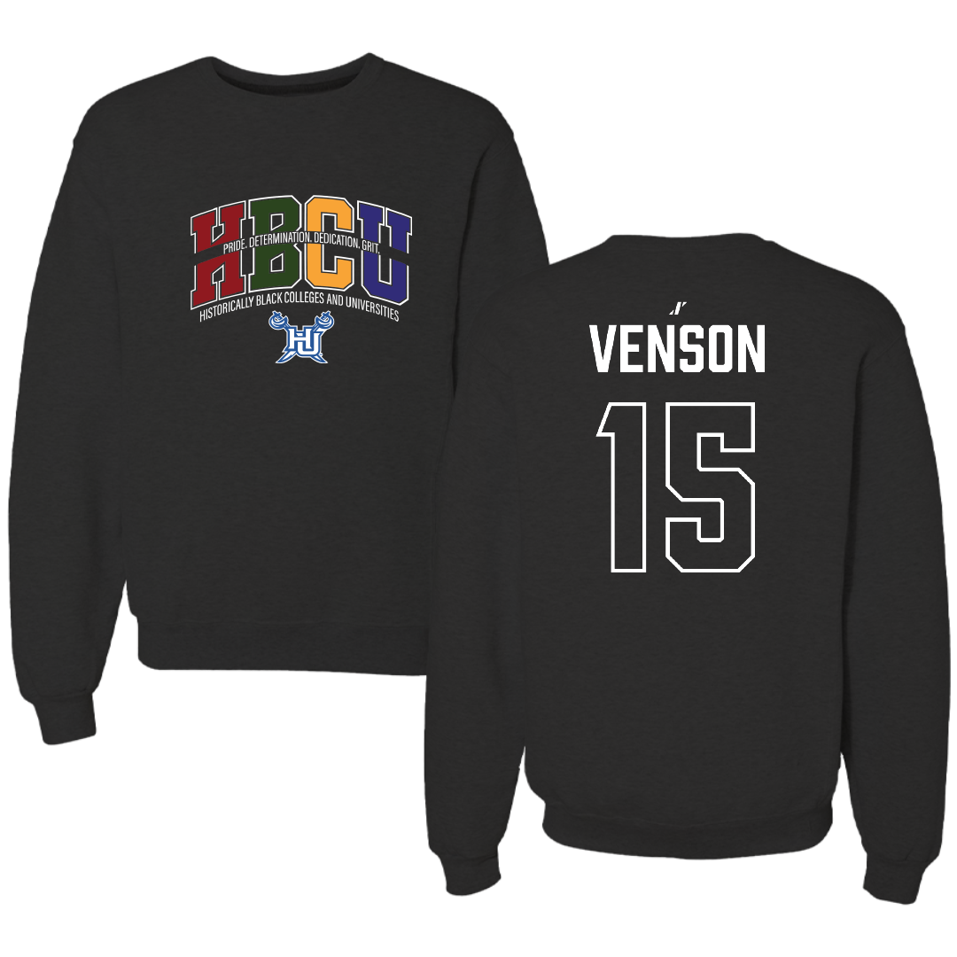 Hampton University Softball Black HBCU Crewneck - #15 Jasmine Venson