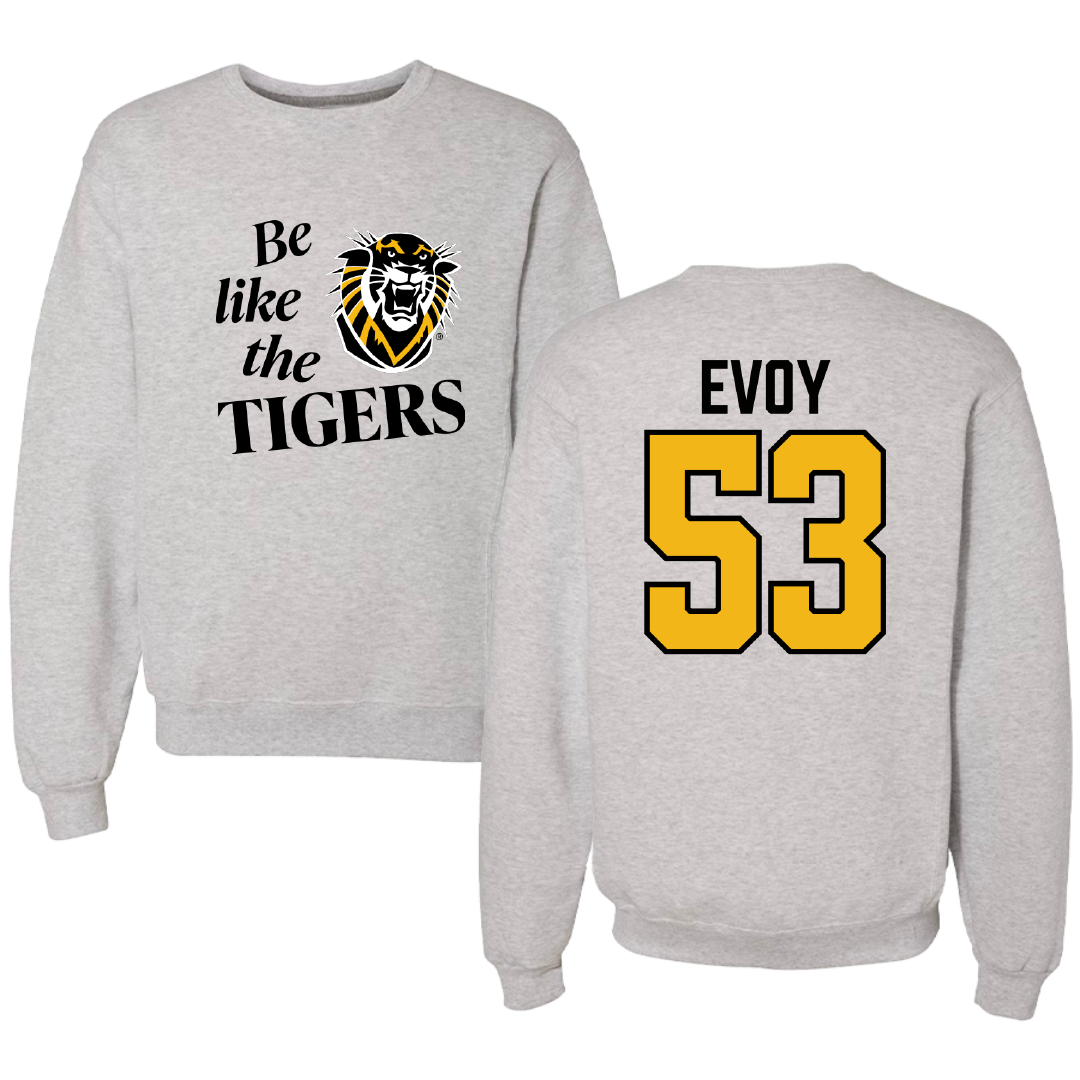 Fort Hays State University Football Light Gray Be Like Us Crewneck - #53 Earl Evoy