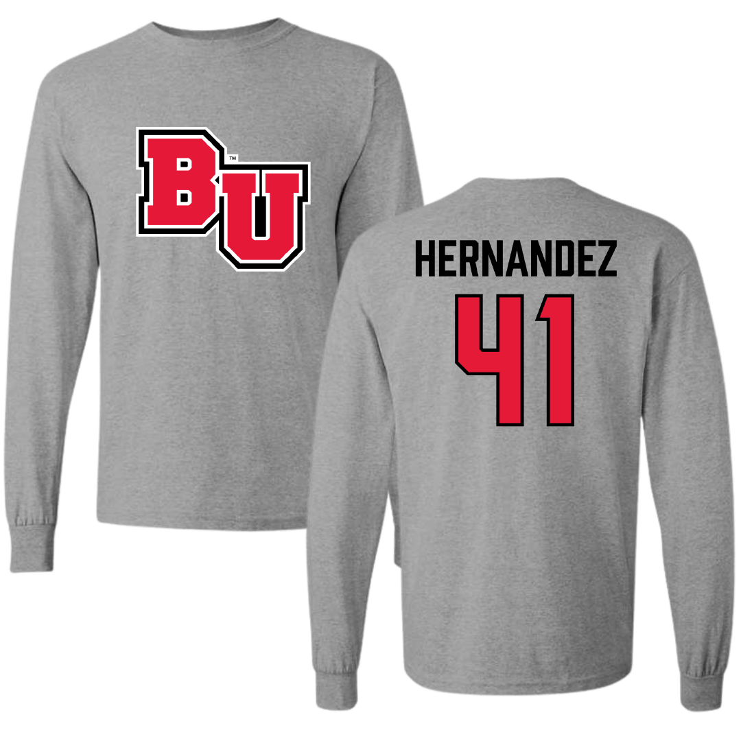 Biola University Baseball Sport Gray Long Sleeve - #41 Nathan Hernandez