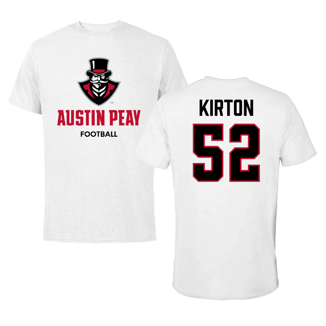 Austin Peay State University Football White Tee - #52 Chandler Kirton
