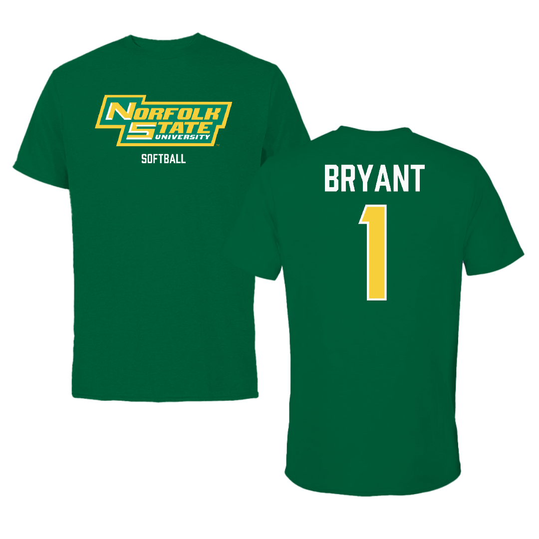 Norfolk State University Softball Green Performance Tee - #1 Kailey Bryant