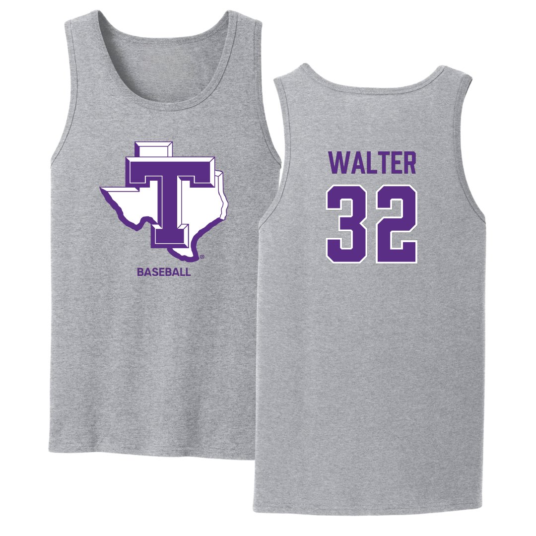 Tarleton State University Baseball Sport Gray Tank Top - #32 Corbin Walter