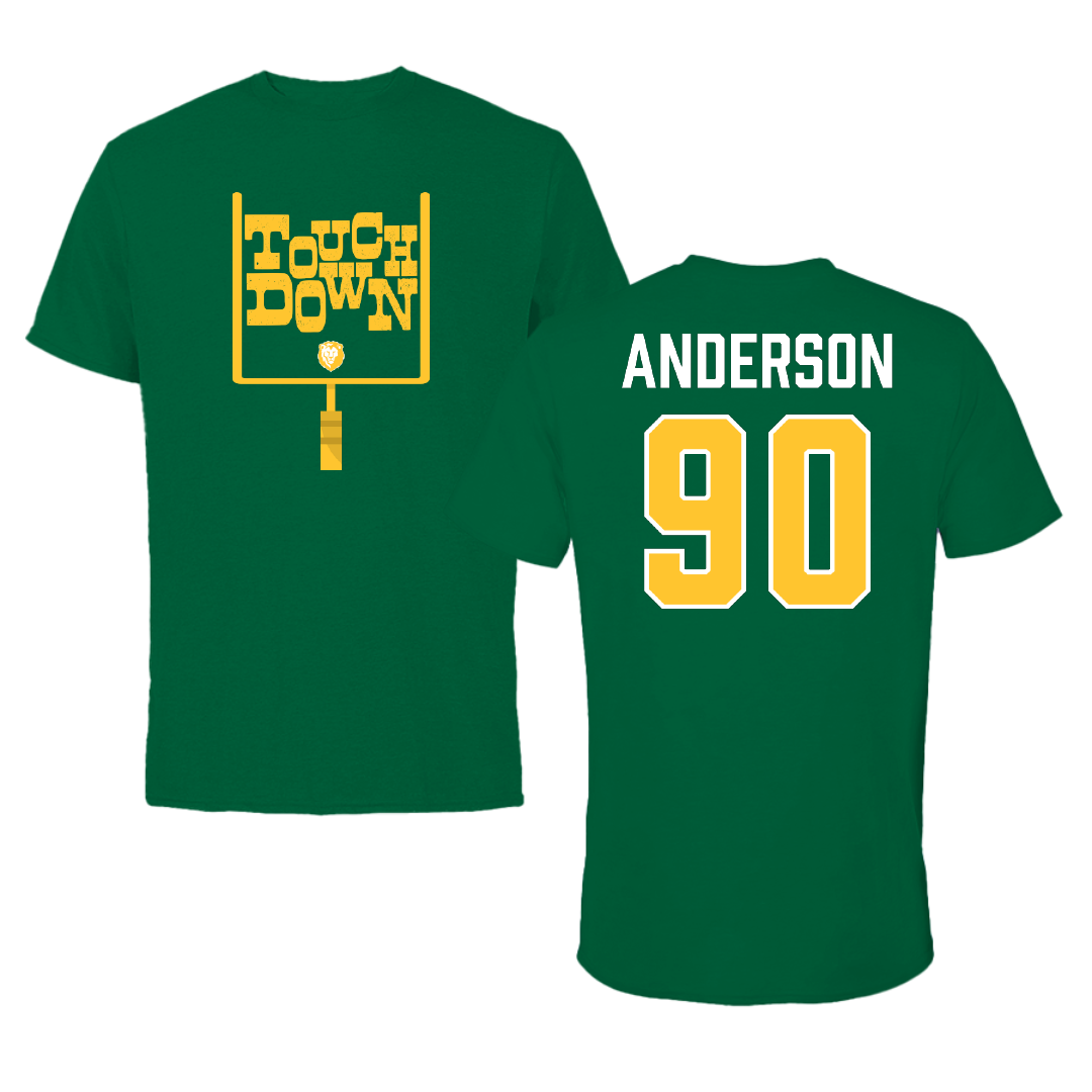 Southeastern Louisiana University Football Green Touchdown Performance Tee - #90 Peyton Anderson