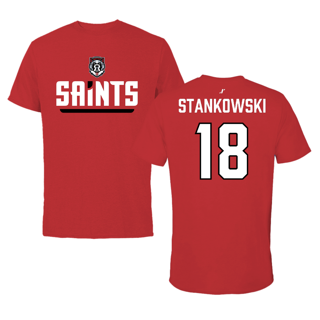 D'Youville University Acrobatics Tumbling Red General Tee - #18 Stephanie Stankowski