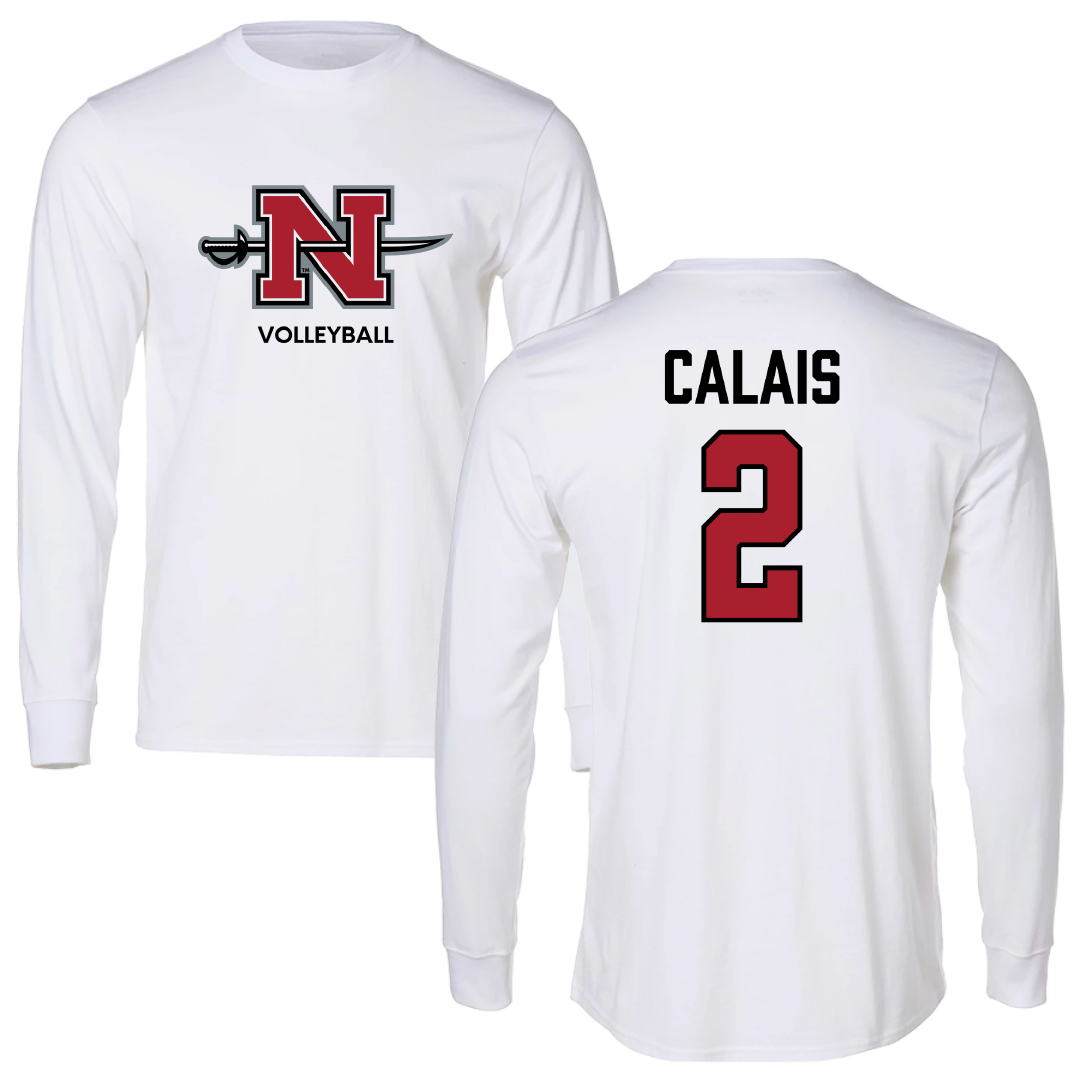 Nicholls State University Volleyball (W) White Long Sleeve - #2 Ava-Claire Calais