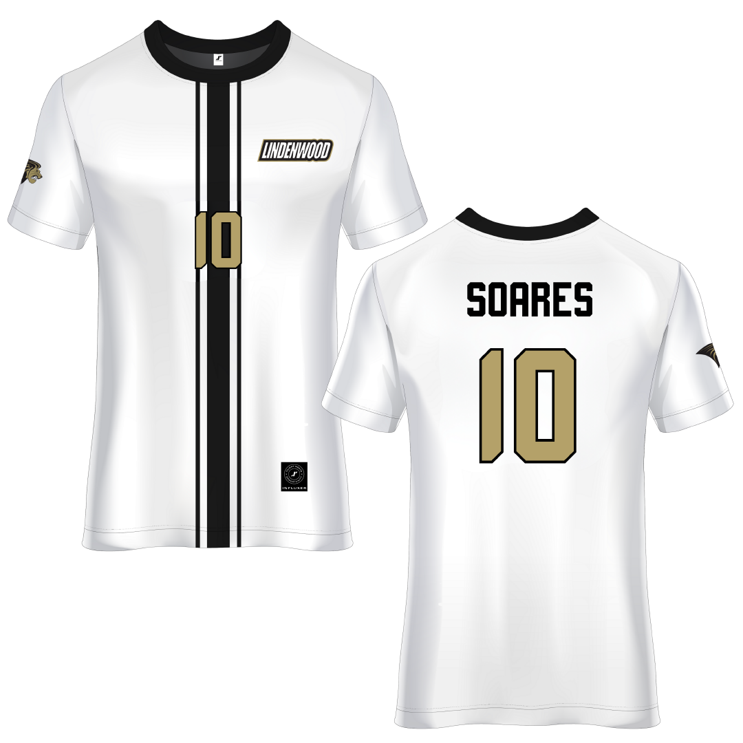Lindenwood University White Soccer Jersey - #10 Alander Soares
