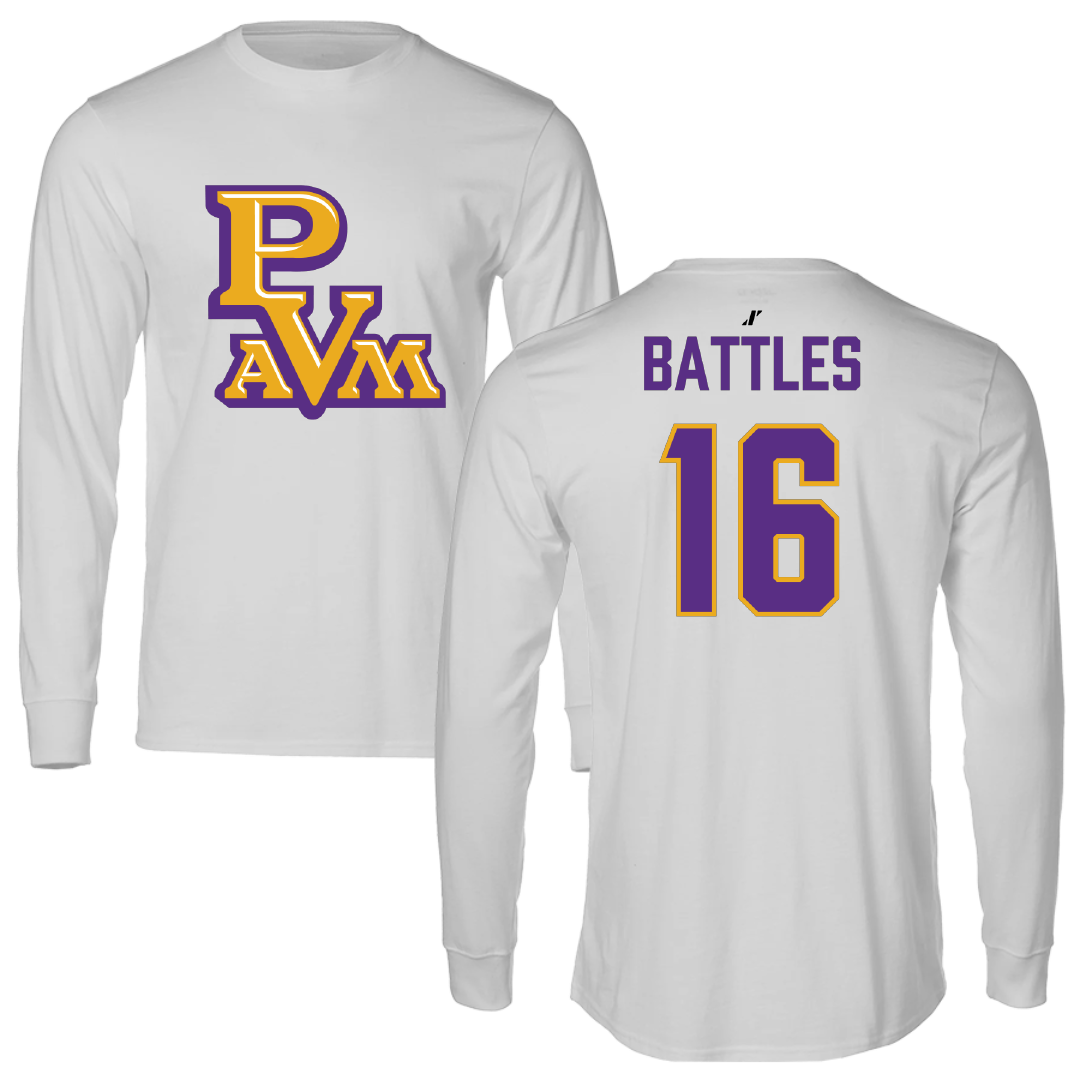 Prairie View A&M University Baseball Light Gray Performance Long Sleeve - #16 Kelvin Battles