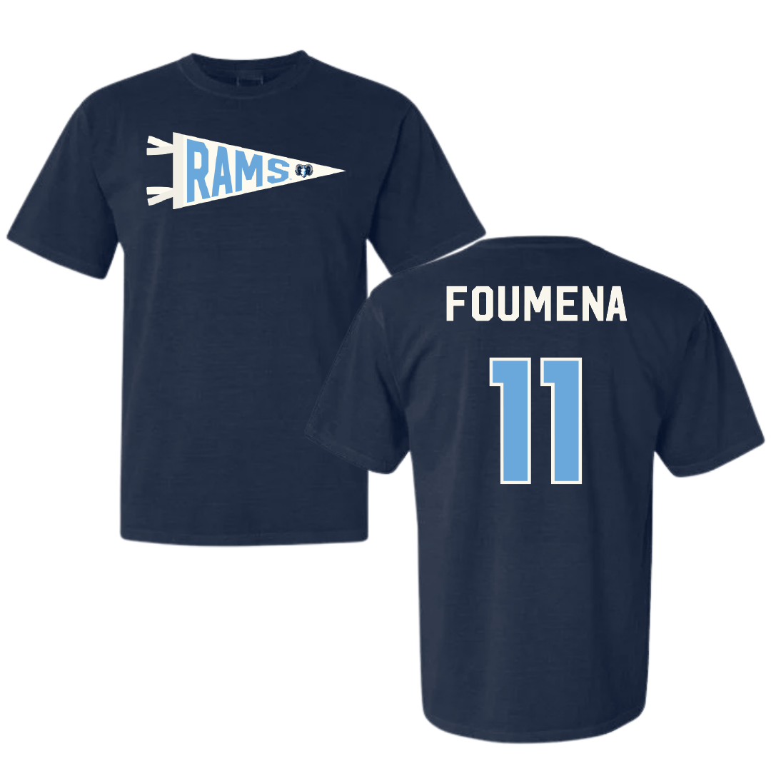 University of Rhode Island Basketball Navy Pennant Comfort Colors Tee - #11 Jeremy Foumena