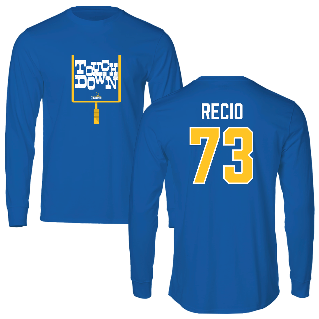 Texas A&M University-Kingsville Football Blue Touchdown Performance Long Sleeve - #73 Rafael Recio