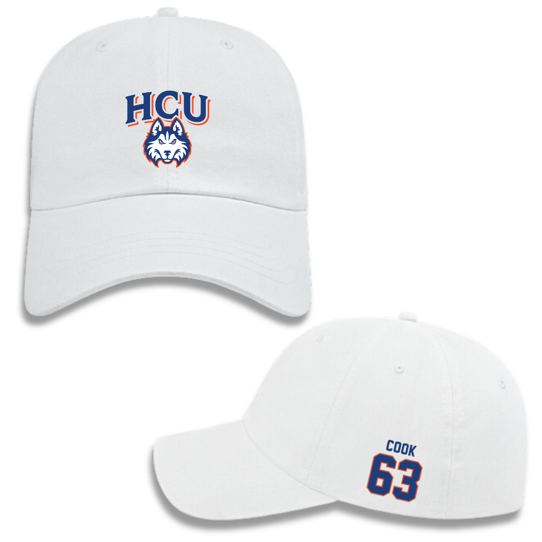 Houston Christian University Football White Hat - #63 William Cook