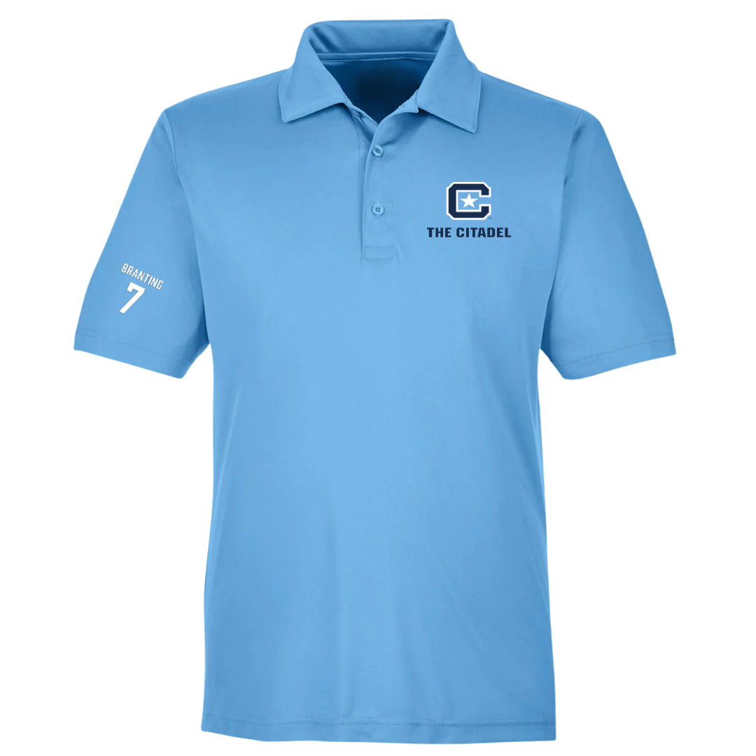 The Citadel Football Light Blue Polo - #7 Logan Branting