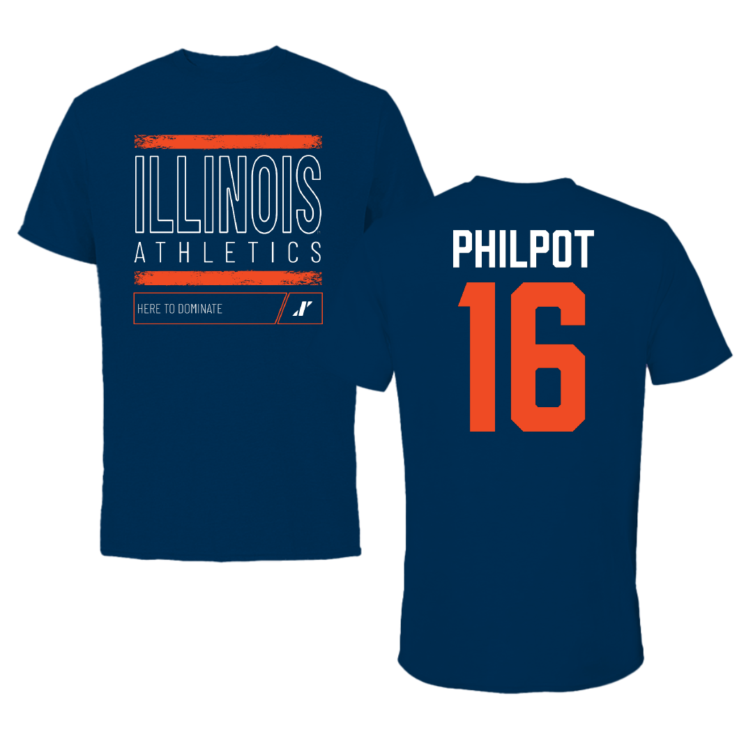 University of Illinois Volleyball Navy Dominate Performance Tee - #16 Ashlyn Philpot