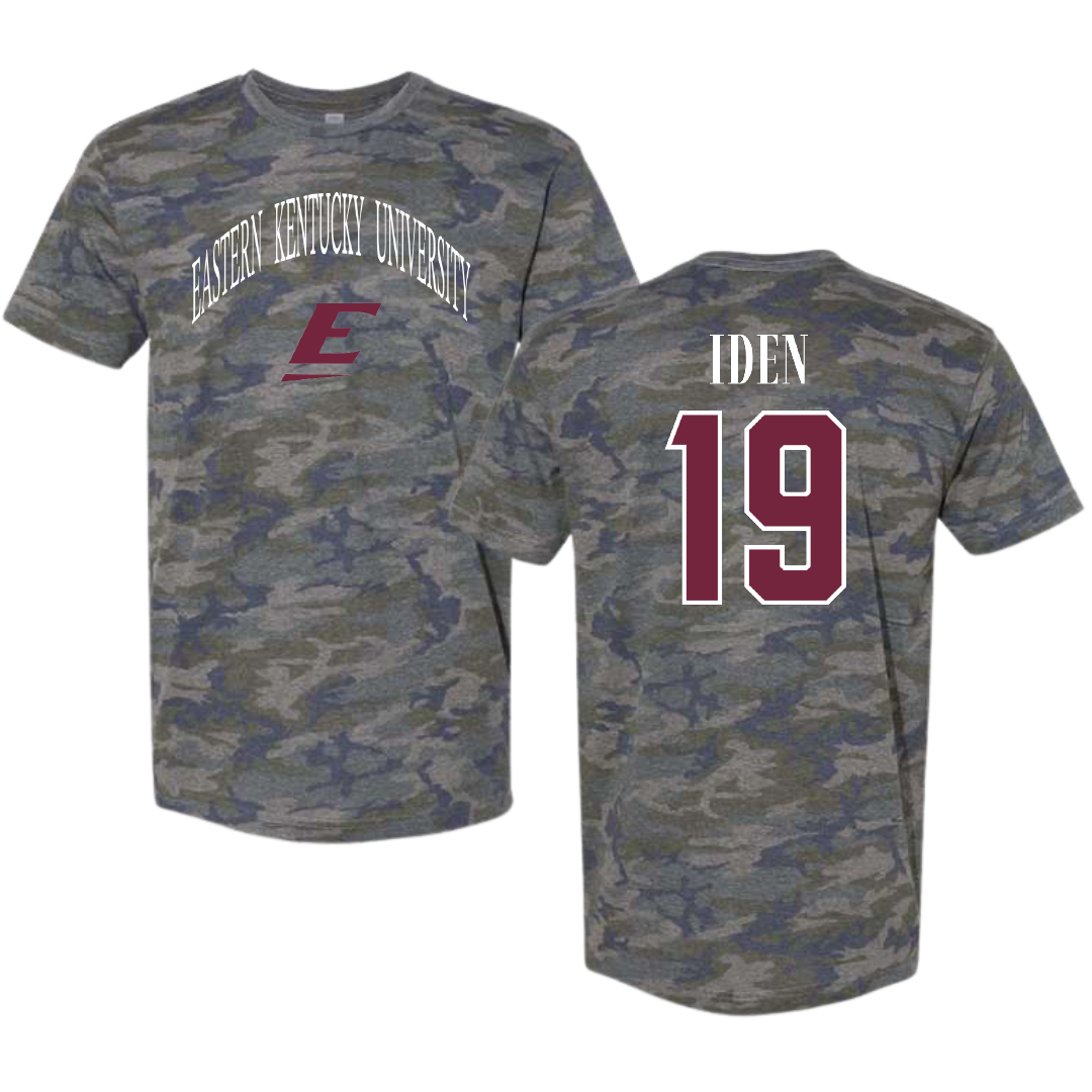 Eastern Kentucky University Baseball Vintage Camo Tee - #19 Nathaniel Iden