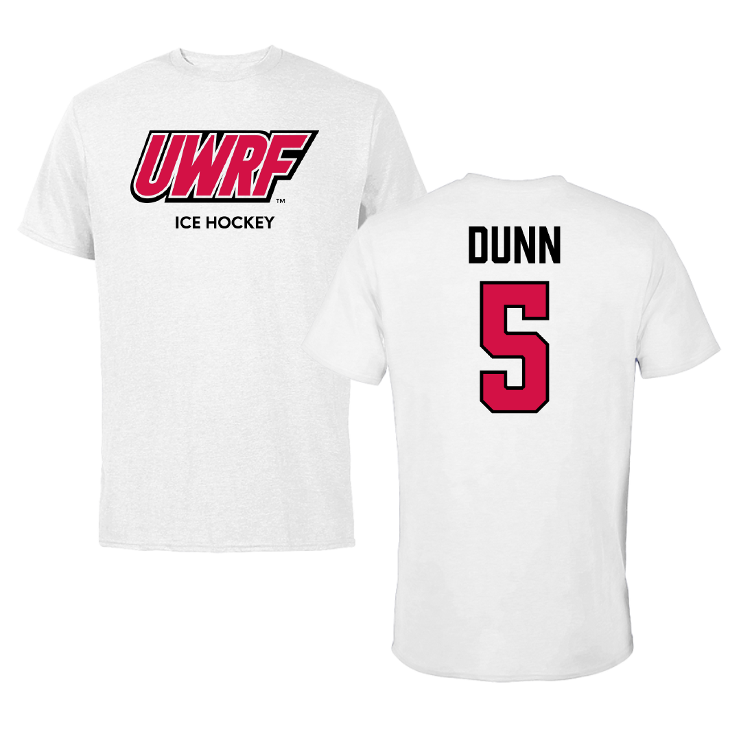 University of Wisconsin-River Falls Ice Hockey (W) White Block Tee - #5 Mackenzie Dunn