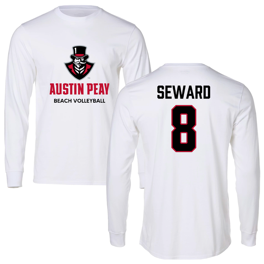 Austin Peay State University Beach Volleyball White Performance Long Sleeve - #8 Jamie Seward