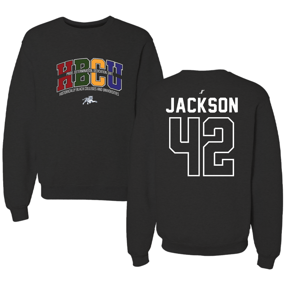 Jackson State University Softball Black HBCU Crewneck - #42 Jace Jackson