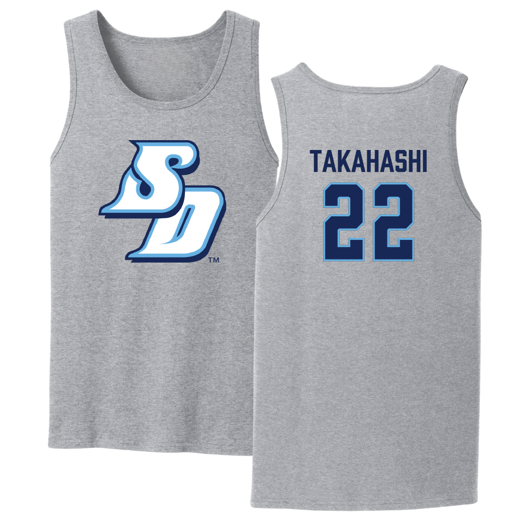University of San Diego Football Sport Gray Tank Top - #22 Yosei Takahashi