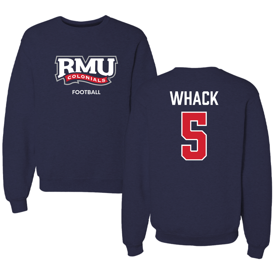 Robert Morris University Football Navy RMU Crewneck - #5 Donta Whack