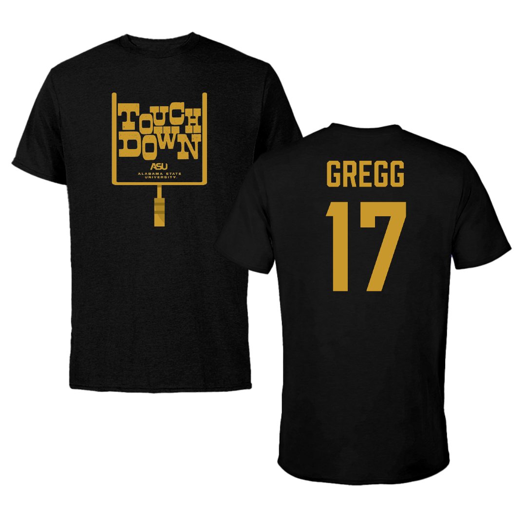 Alabama State University Football Black Touchdown Tee - #17 Asa Gregg