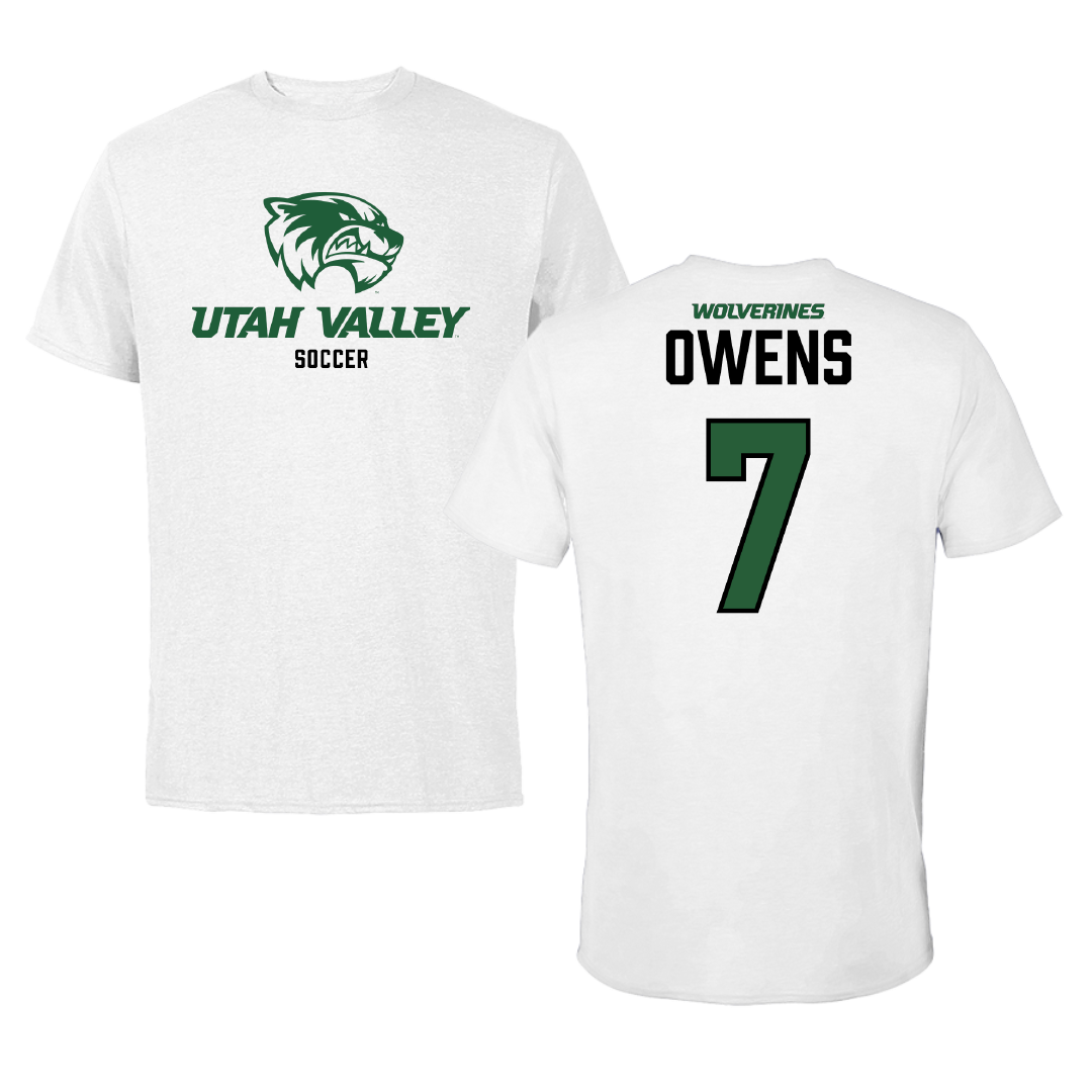 Utah Valley University Soccer White Performance Tee - #7 Mia Owens