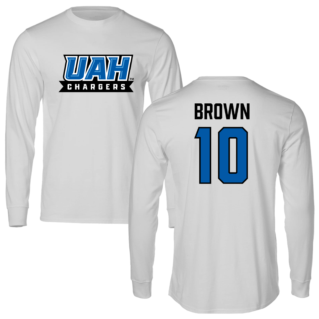 Huntsville Basketball (W) Light Gray Performance Long Sleeve - #10 Miller Brown