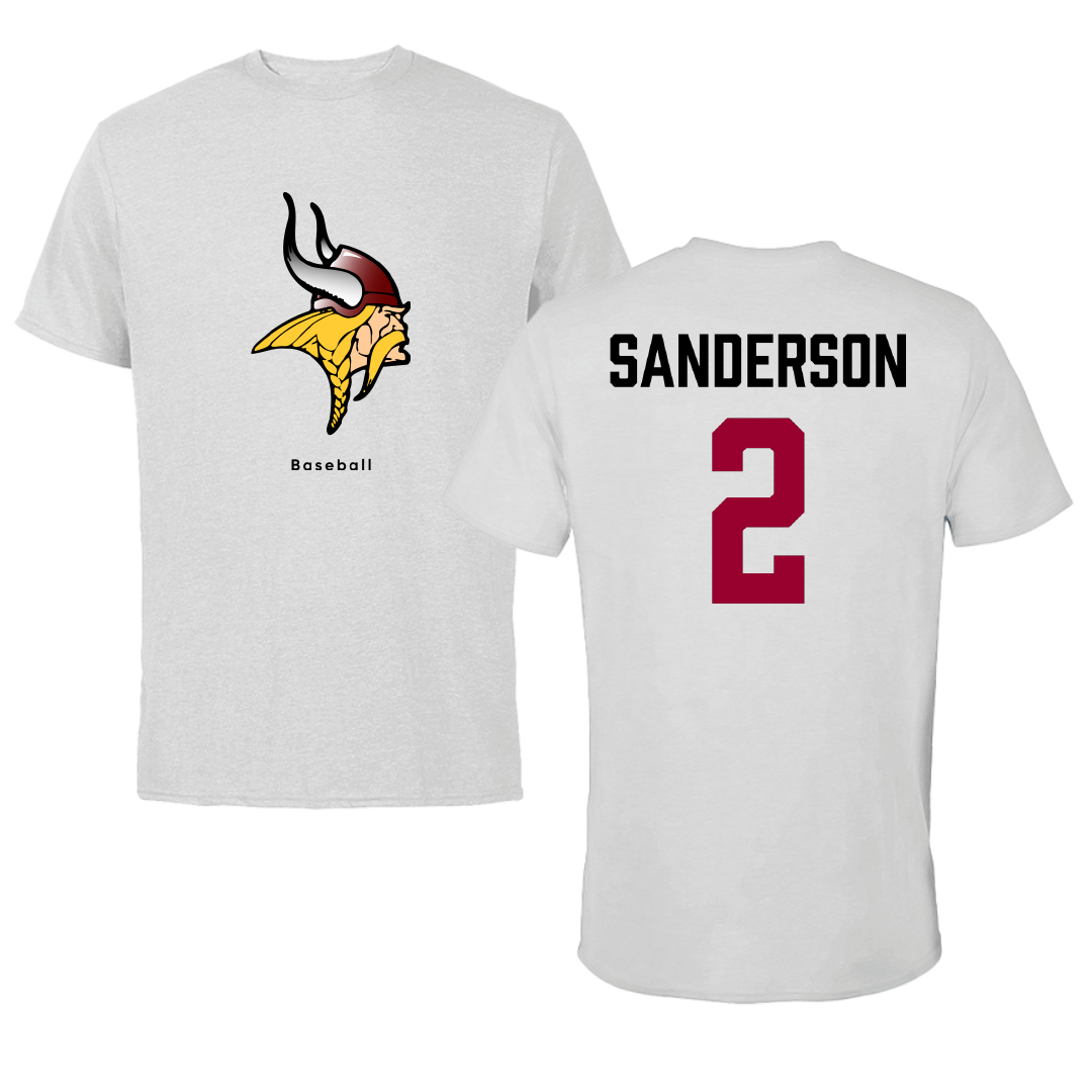 Valley City State University Baseball Light Gray Performance Tee - #2 Tyler Sanderson