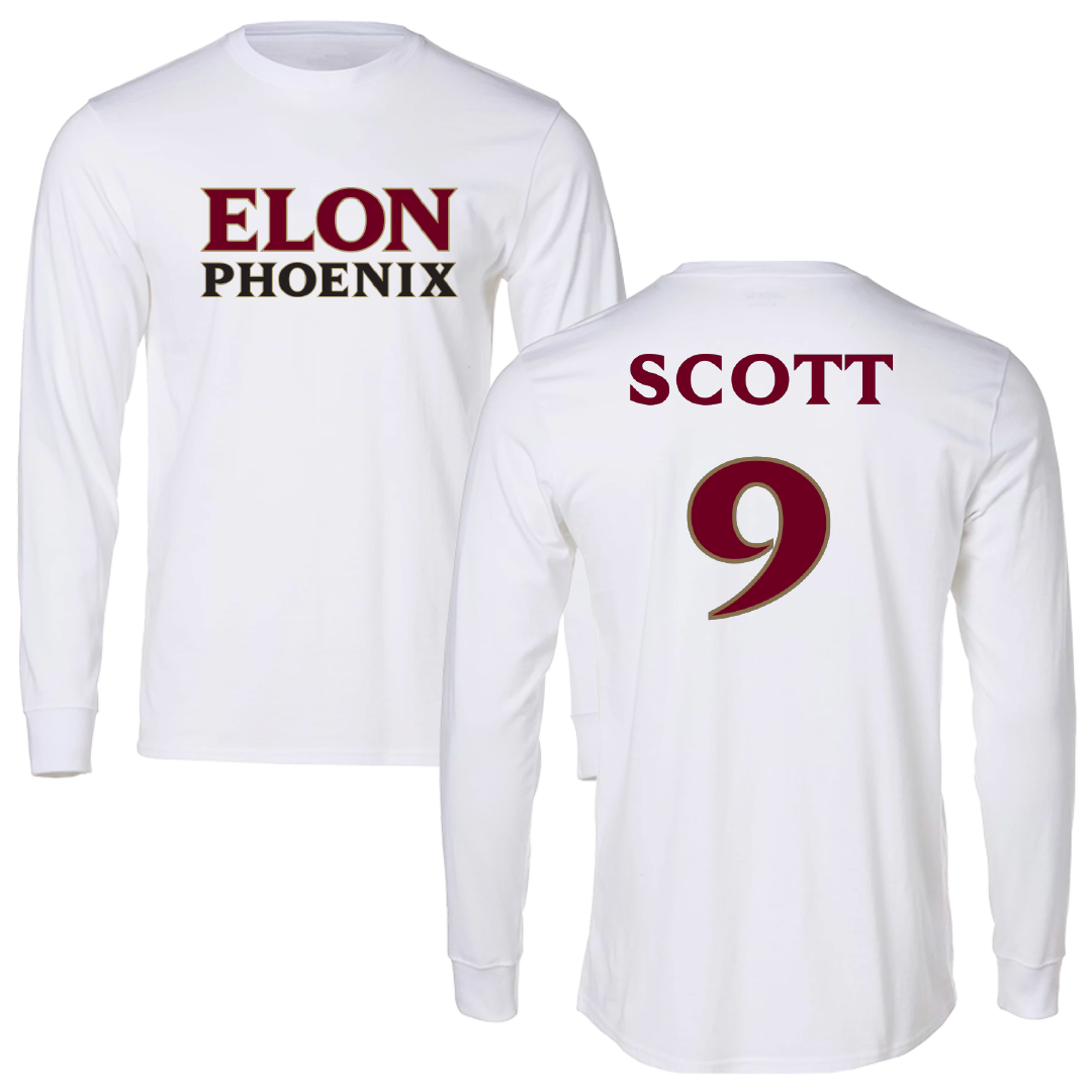 Elon University Football White Long Sleeve - #9 Brycen Scott