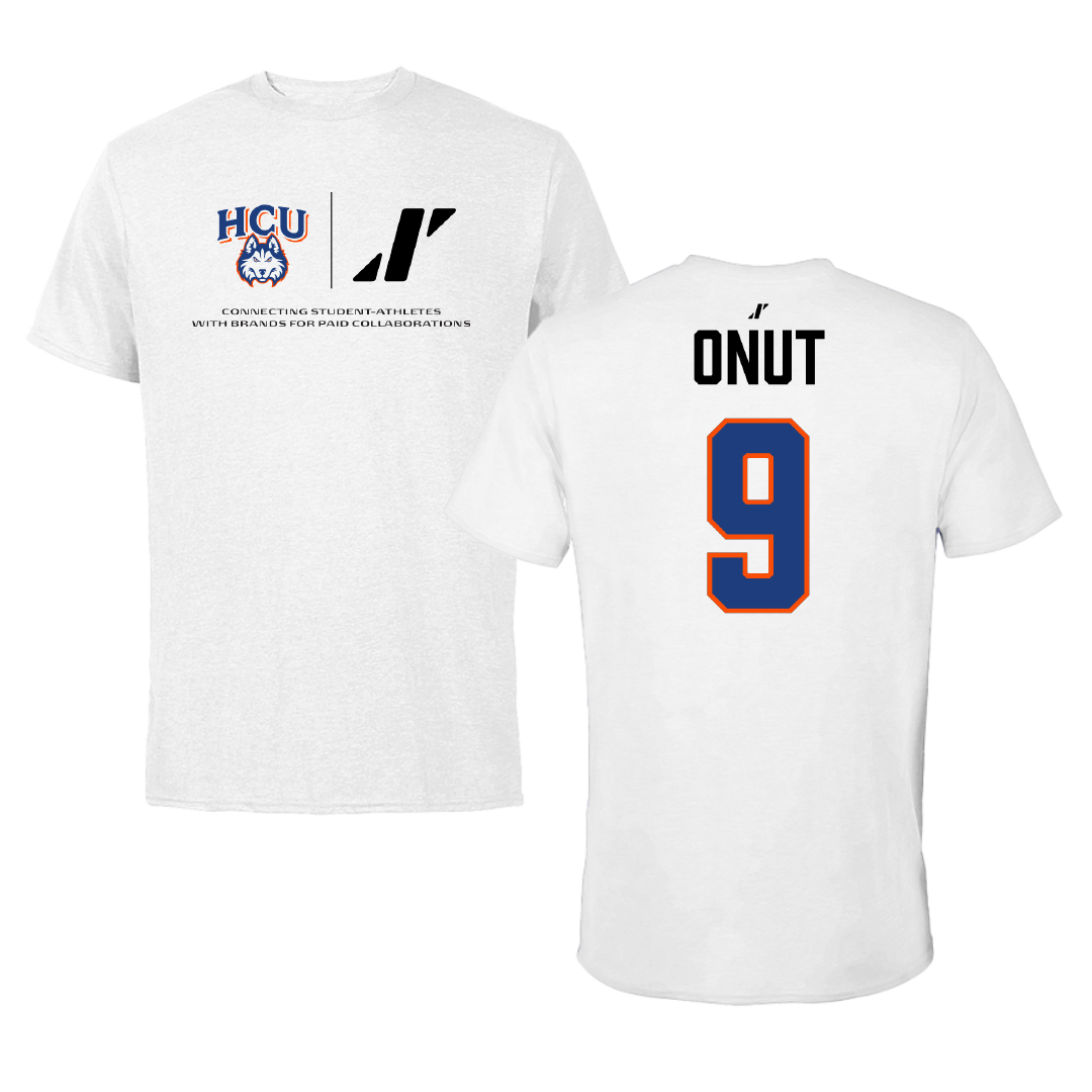 Houston Christian University Soccer White Rally Performance Tee - #9 Cezar Onut
