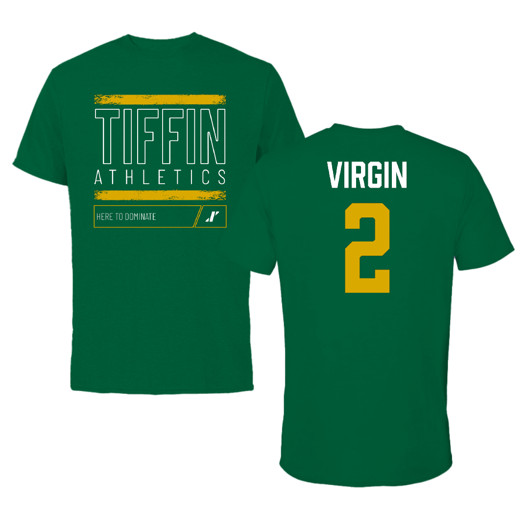 Tiffin University Basketball (M) Green Dominate Performance Tee - #2 Bryce Virgin