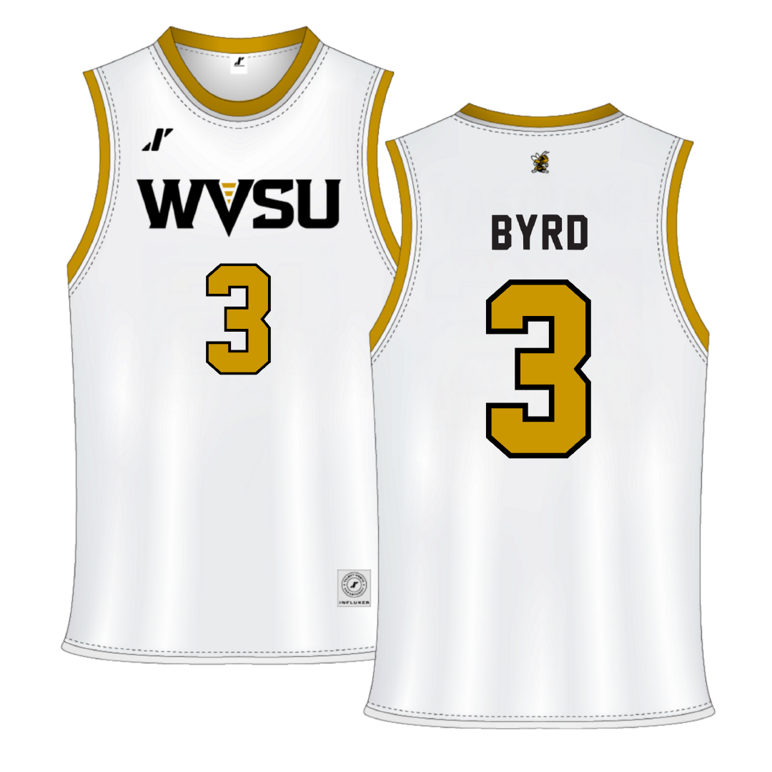 West Virginia State University White Basketball Jersey - #3 Jennesse Byrd