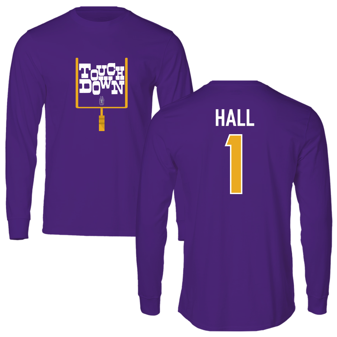 University at Albany Football Purple Touchdown Long Sleeve - #1 Aamir Hall