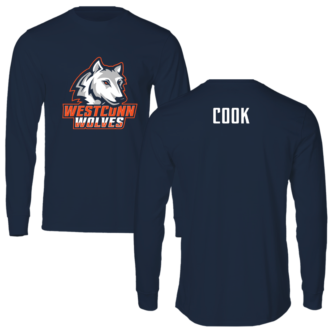 Western Connecticut State University Baseball Navy Wolves Performance Long Sleeve - John Cook