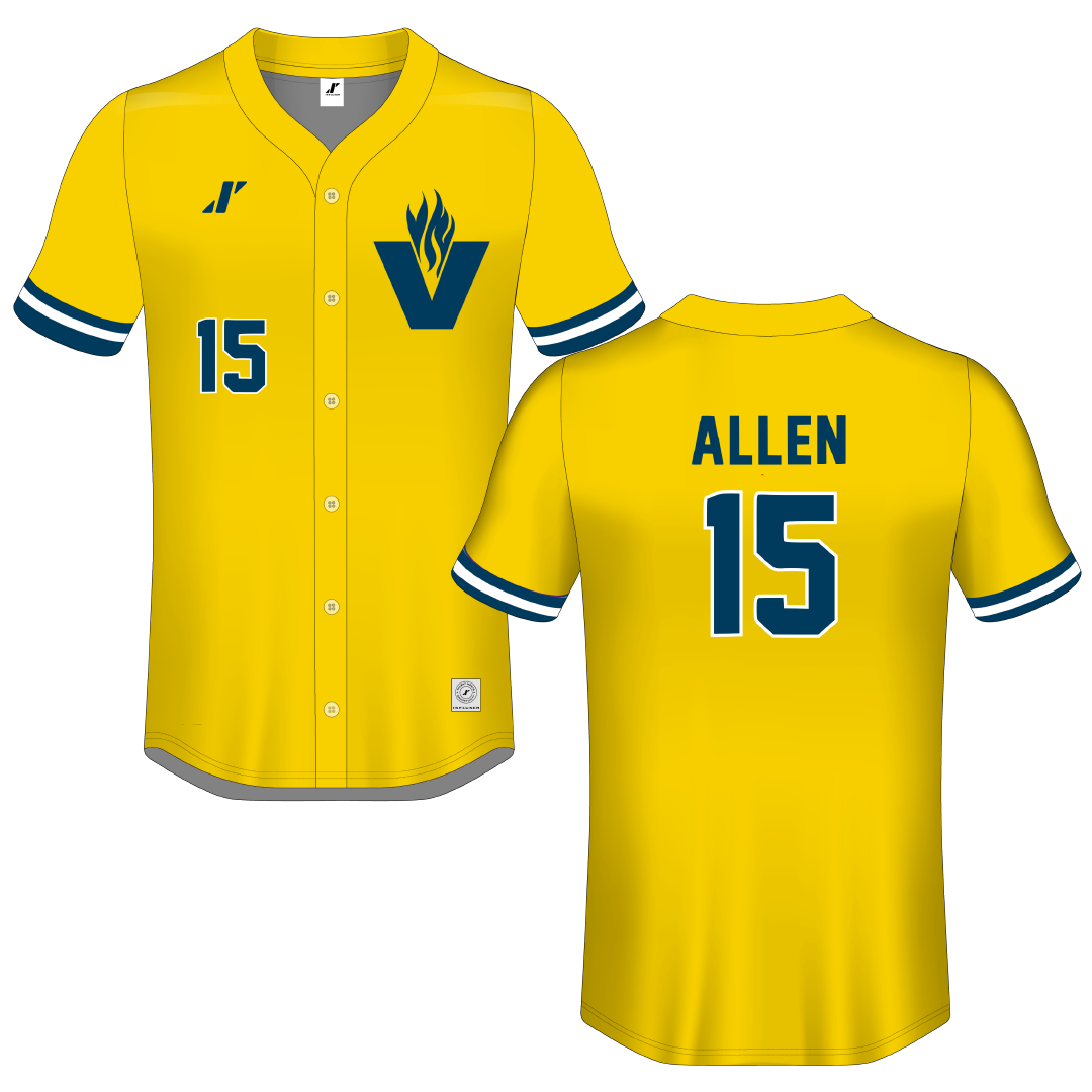 Vincennes University Gold Button-Down Jersey - #15 Jacob Allen