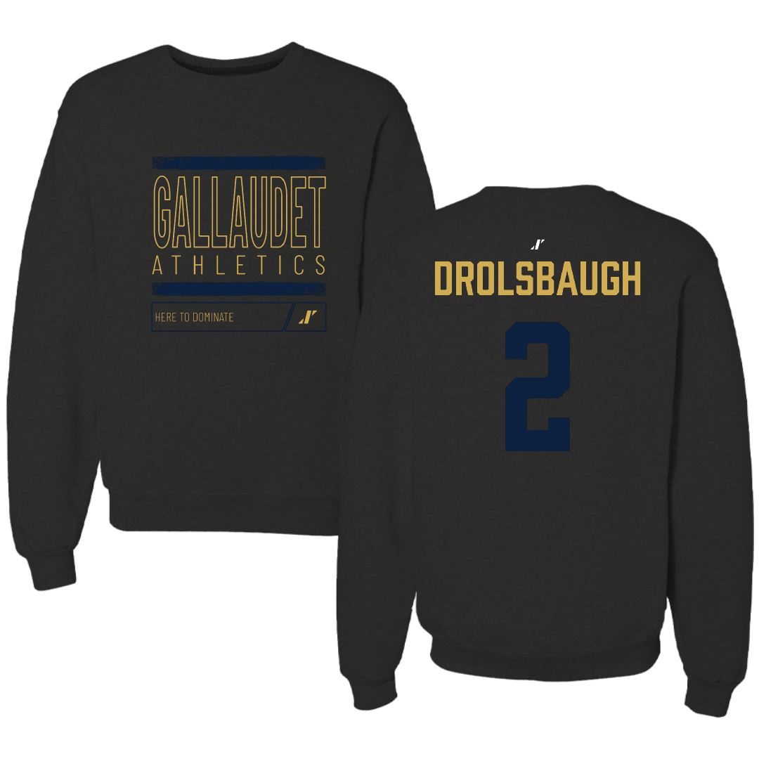 Gallaudet University Softball Black Dominate Crewneck - #2 Lacey Drolsbaugh