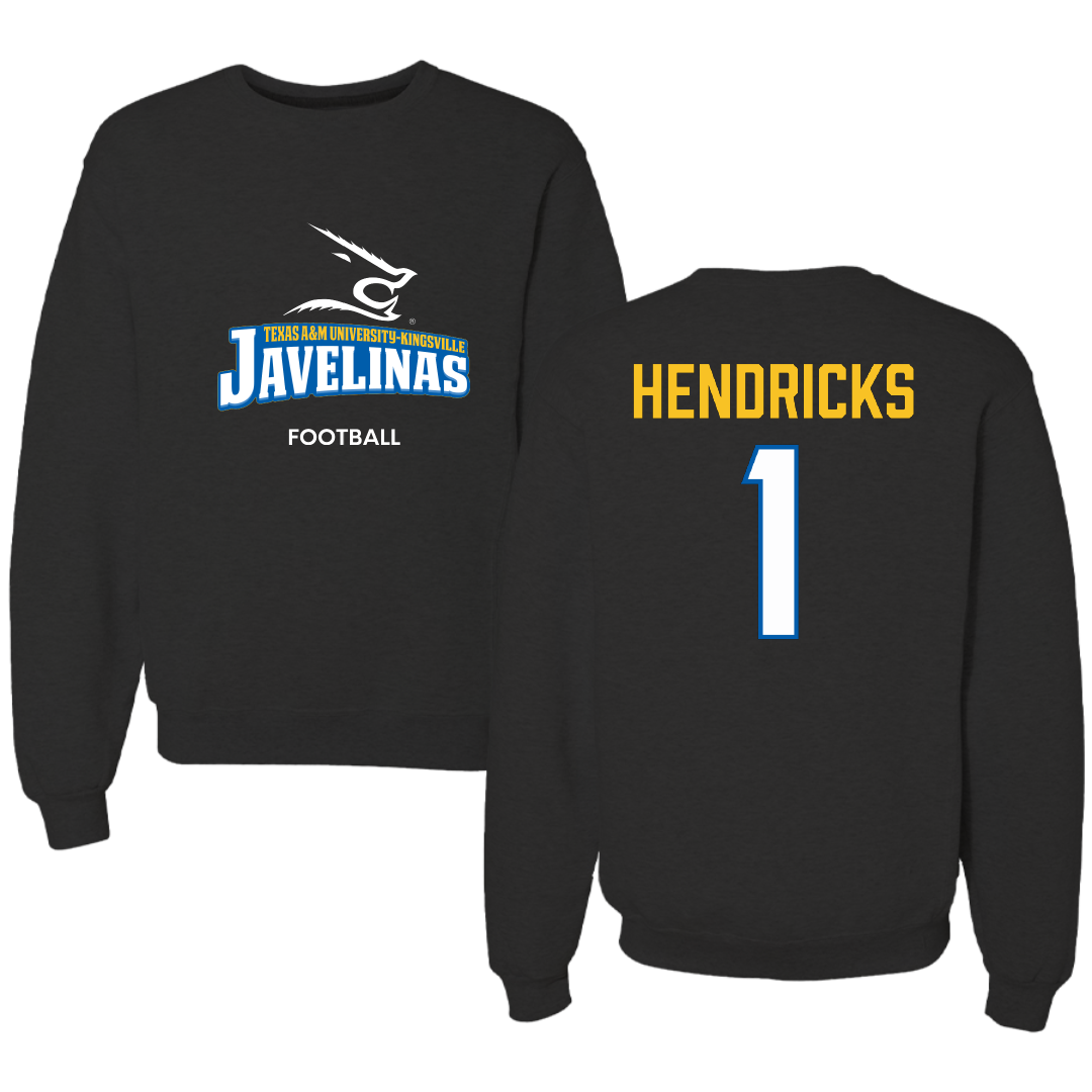 Texas A&M University-Kingsville Football Black Crewneck - #1 Demarcus Hendricks