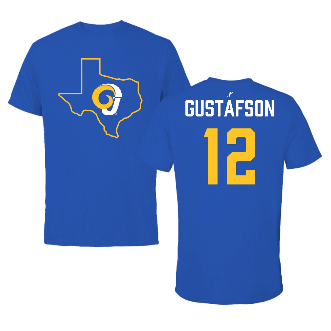 Angelo State University Baseball Blue State Performance Tee - #12 Gunnar Gustafson